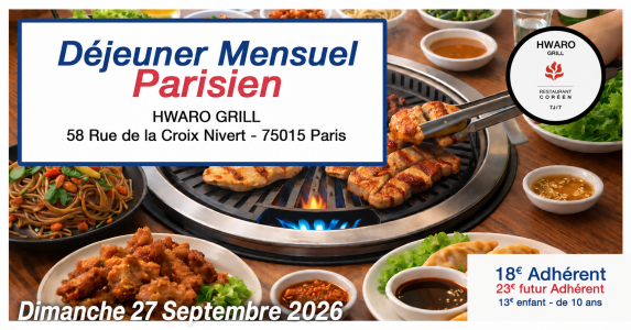 Déjeuner mensuel de Septembre au Hwaro Grill